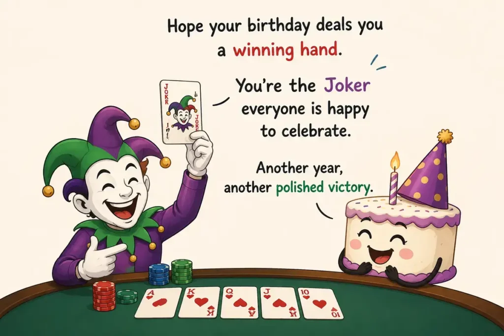 Big Joker Playing Cards in White Gold Jewelry Birthday Puns