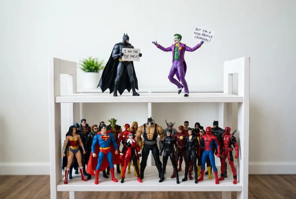 Batman Joker Action Figure Shelf Display Puns