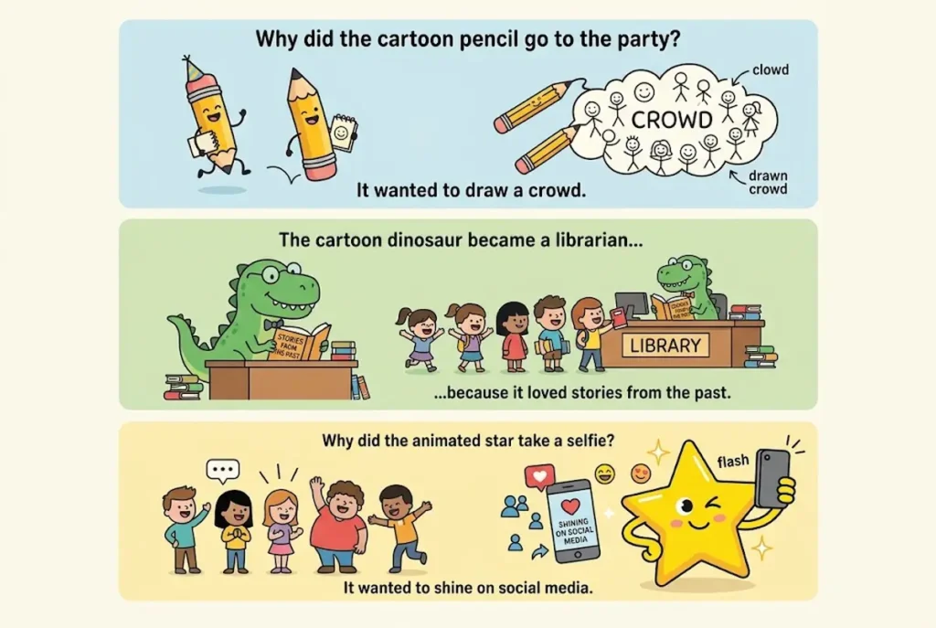 Funny Cartoon Jokes for Kids and Captions