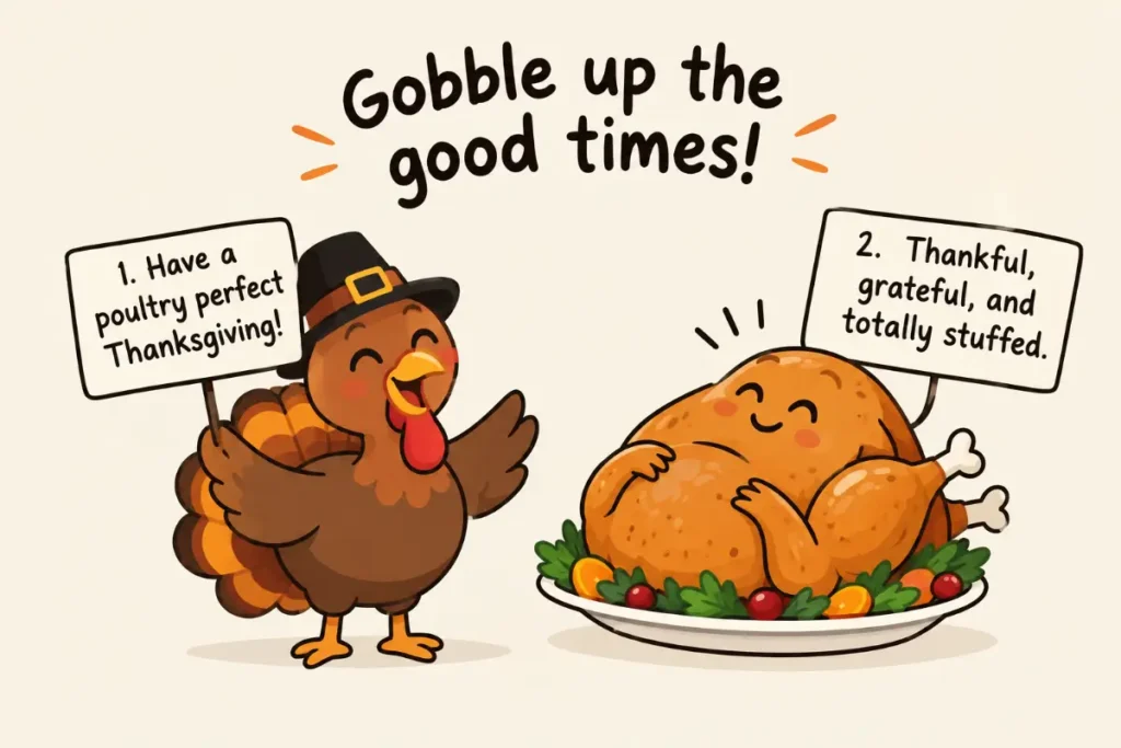 Thanksgiving Turkey Puns for Cards and Captions